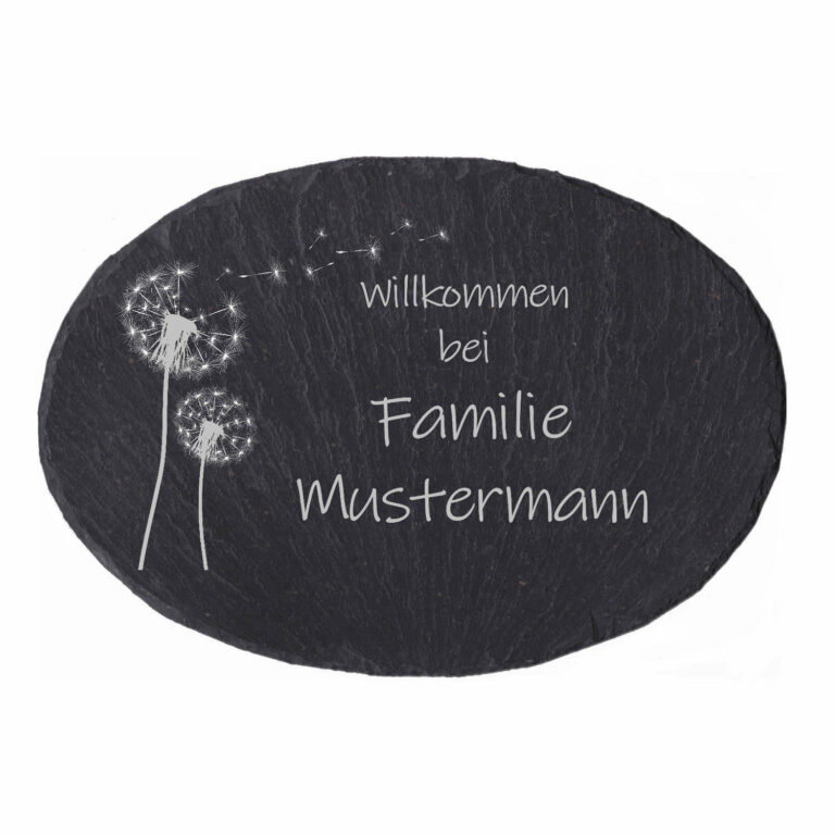 Schiefertafel mit Spruch und Gravur oval Maße 285x200 mm