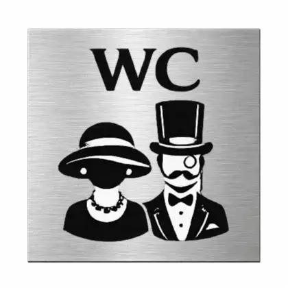 Toilettenschild, WC Schild aus Edelstahl Maße: 125x125 mm, selbstklebend
