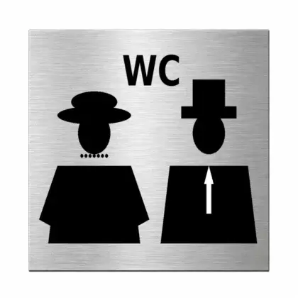 WC Schild, Toilettenschild aus Edelstahl Maße: 125x125 mm selbstklebend