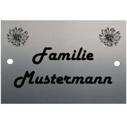 Namensschild für die Klingel aus Edelstahl Maße: 90x60 mm mit Bohrungen