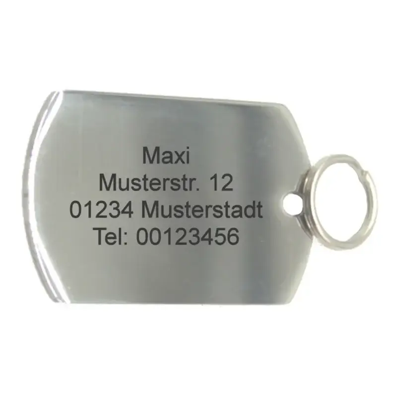 Personalisierte Hundemarke aus Edelstahl Maße: 40x25 mm
