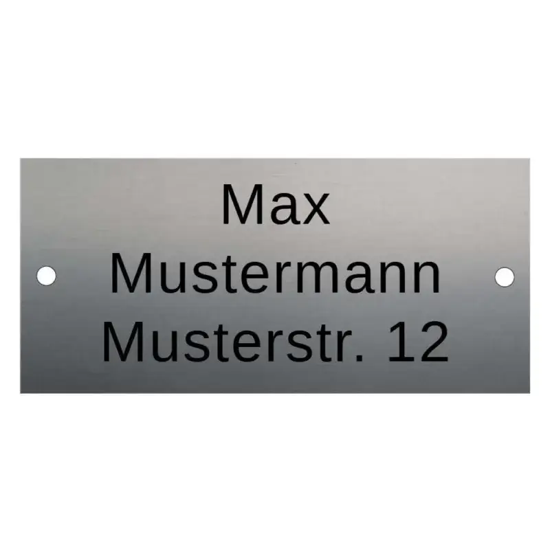 Briefkasten Namensschild aus Edelstahl Maße: 130x60 mm 3 zeilig