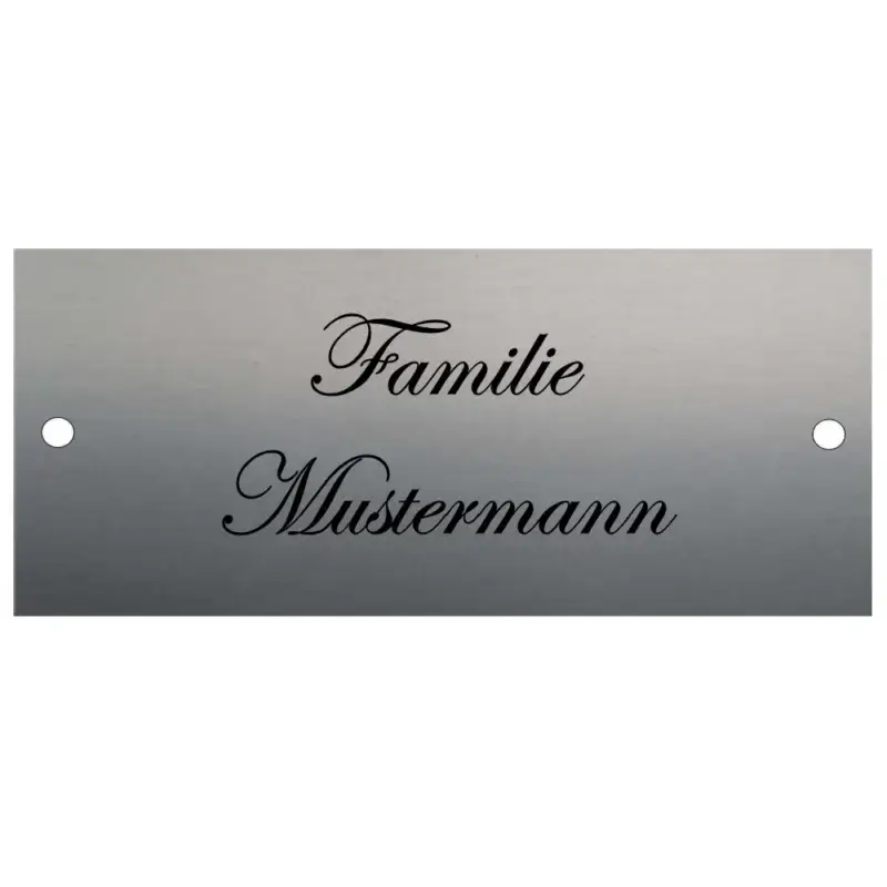 Namensschild für den Briefkasten selbstklebend aus Edelstahl Maße: 140x60 mm 4 Bohrungen