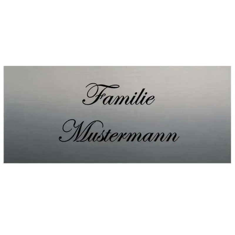 Namensschild für den Briefkasten selbstklebend aus Edelstahl Maße: 140x60 mm