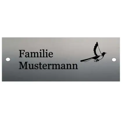 Metall Namensschild aus Edelstahl mit Gravur Maße: 160x60 mm 2 Bohrungen