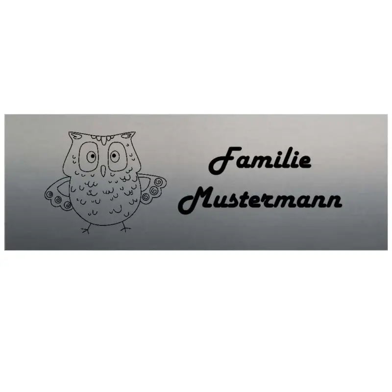 Namensschild für das Haus aus Edelstahl mit Gravur Maße: 170x60 mm