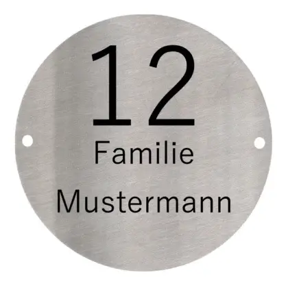 Familien Türschild Familie für außen aus Edelstahl D 100 mm 2 Bohrungen