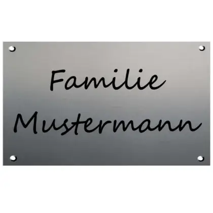 Familienschild für die Haustür mit Gravur aus Edelstahl Maße: 160x80 mm Bohrungen