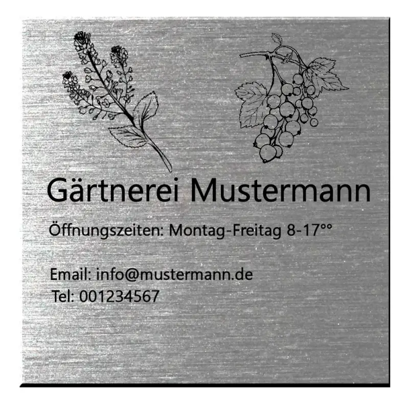 Firmenschild für außen mit Logo aus Edelstahl Maße: 200x200 mm