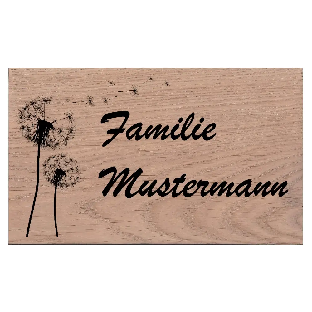 Holzschild aus Eichenholz Maße: 200x120x25 mm