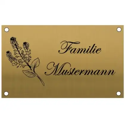 Namensschild Messing - Farben aus Edelstahl Maße: 100x60 mm 4 Bohrungen
