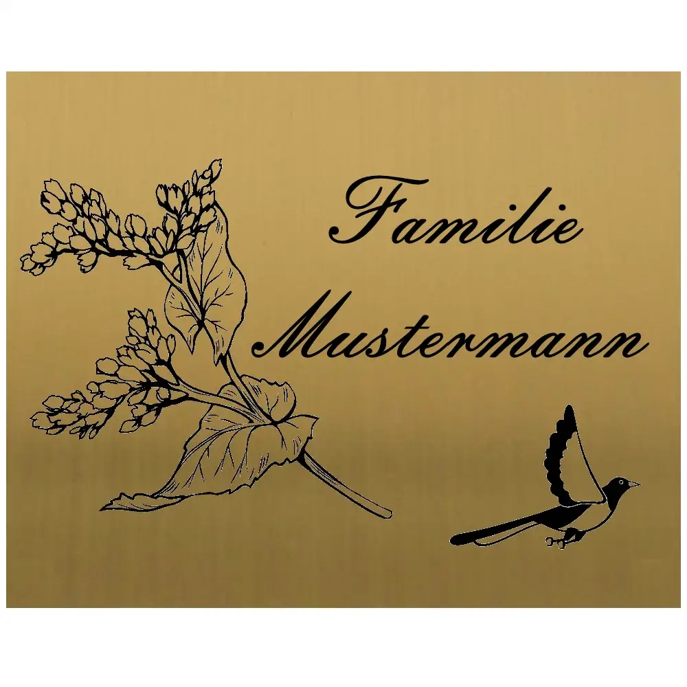 Edelstahlschild nach Maß mit Gravur messingfarben Maße:100x80 mm