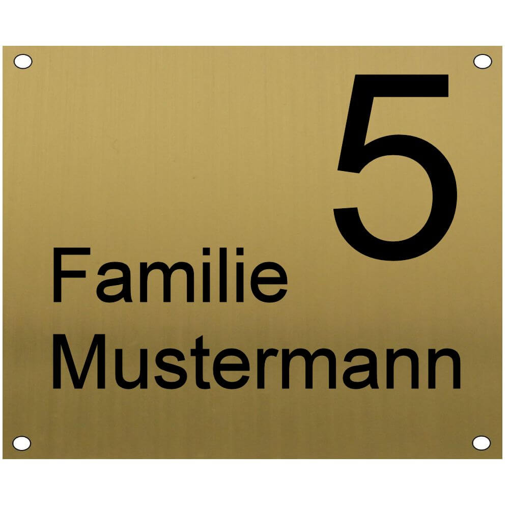 Edelstahl Türschild messingfarben Maße: 120x100 mm mit Bohrungen
