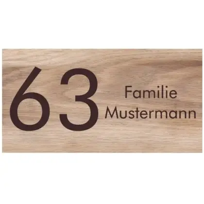 Hausnummer aus Holz / Eiche Maße: 250x130x25 mm