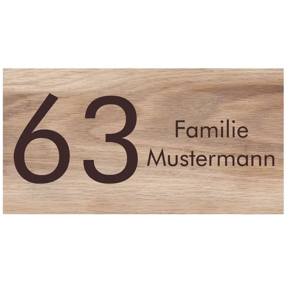 Hausnummer aus Holz / Eiche Maße: 250x130x25 mm