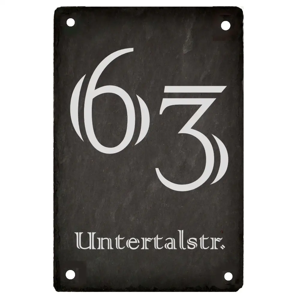 Schiefer Hausnummer, Hausnummernschild Maße: 200x300 mm mit 4 Bohrungen