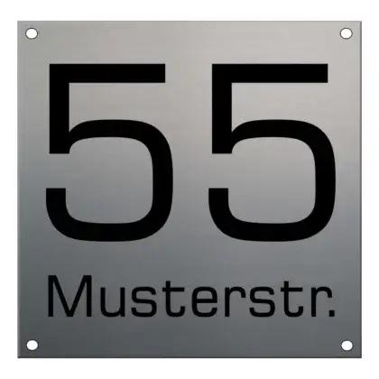 Hausnummer für den Briefkasten Maße: 150x150 mm mit 4 Bohrungen