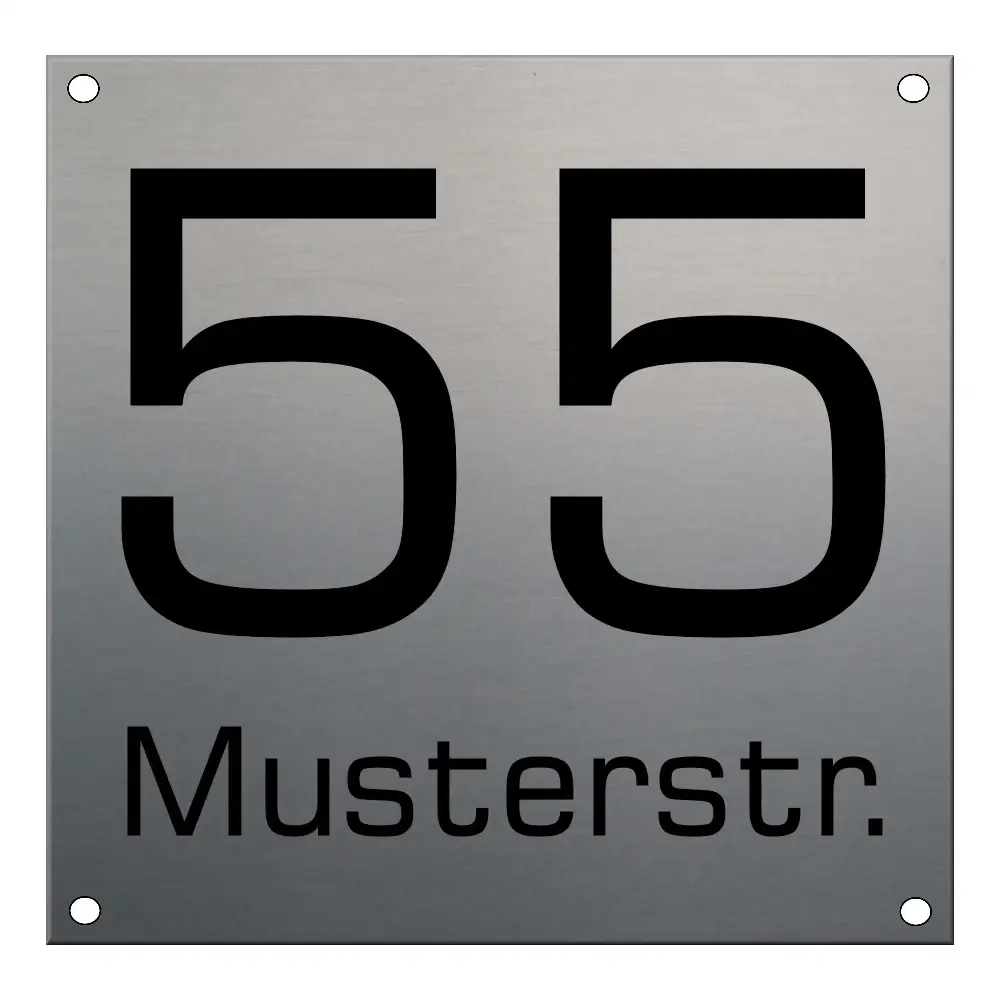 Hausnummer für den Briefkasten Maße: 150x150 mm mit 4 Bohrungen