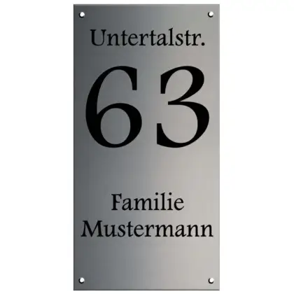 Hausnummer groß Hausnummernschild Maße: 150x300 mm mit 4 Bohrungen