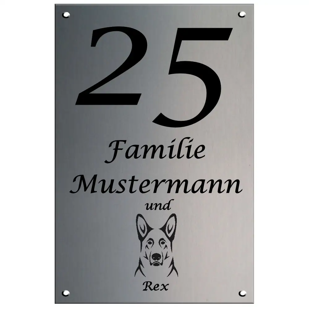 Große Hausnummer, Hausnummernschild-Maße: 200x300 mm mit 4 Bohrungen
