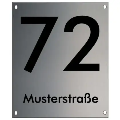 Straßenname mit Hausnummer, Hausnummernschild Maße: 250x300 mm mit 4 Bohrungen