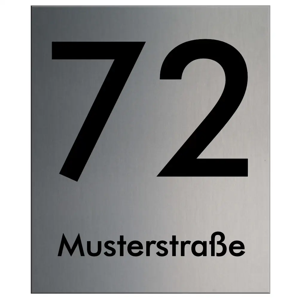 Straßenname mit Hausnummer, Hausnummernschild Maße: 250x300 mm