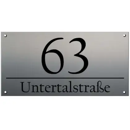 Edelstahl Hausnummernschild Maße: 300x150 mm 4 Bohrungen