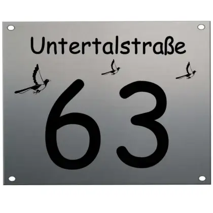 Hausnummer mit Straßennamen Maße: 300x250 mm mit 4 Bohrungen