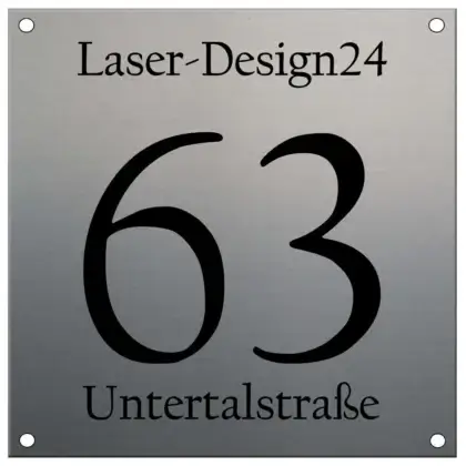 Hausnummernschild aus Edelstahl Maße: 300x300 mm 4 Bohrungen