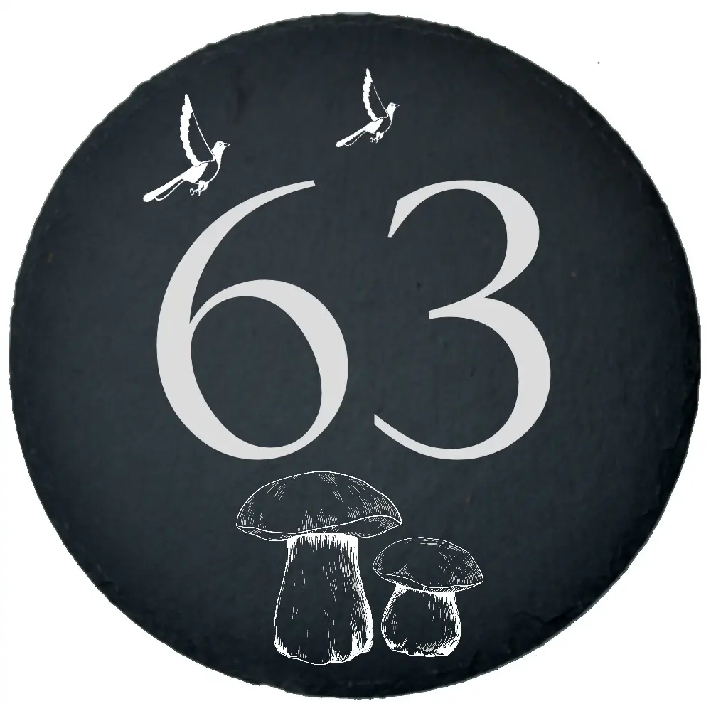 Große Hausnummer auf Schieferplatte rund Maße: d 300 mm