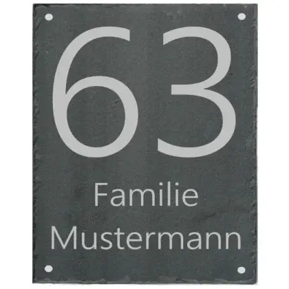 Hausnummer aus Stein / Schiefer Maße: 160x220 mm mit 4 Bohrungen