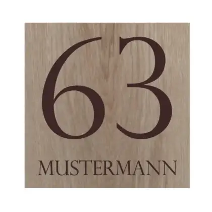 Moderne Hausnummer aus Holz (Eiche) Maße: 150x150x25 mm
