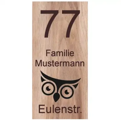 Hausnummer aus Eichenholz modern Maße:150x300x25mm