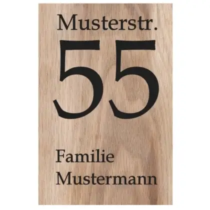 Moderne Hausnummer aus Holz (Eiche) Maße: 200x300x25 mm