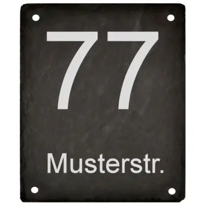 Anthrazit Hausnummer aus Schiefer mit Gravur Maße: 150x180 mm mit 4 Bohrungen