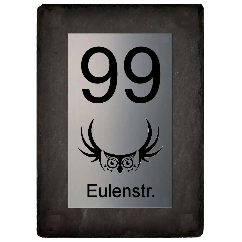 Großes Schiefer/Edelstahl Hausnummernschild Maße: 200x300 mm