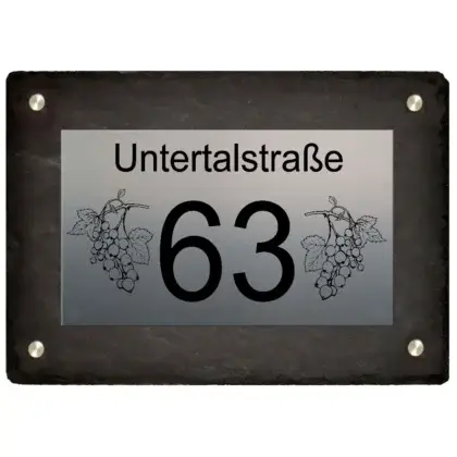Große Schiefer/Edelstahl Hausnummer mit Gravur Maße: 300x200 mm mit Edelstahlbefestigunssatz