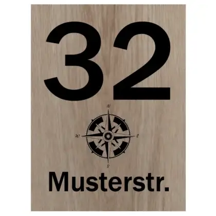Personalisierte Hausnummer aus Holz (Eiche) Maße:150x200 mm