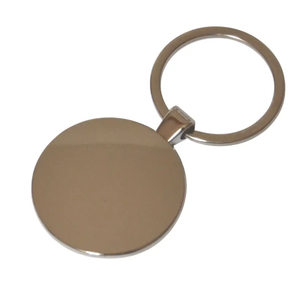 Personalisierter Edelstahl Schlüsselanhänger rund D 36 mm Rückseite