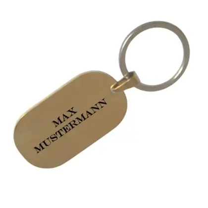 Edelstahl Schlüsselanhänger goldfarben glänzend Maße: 48x28,5 mm