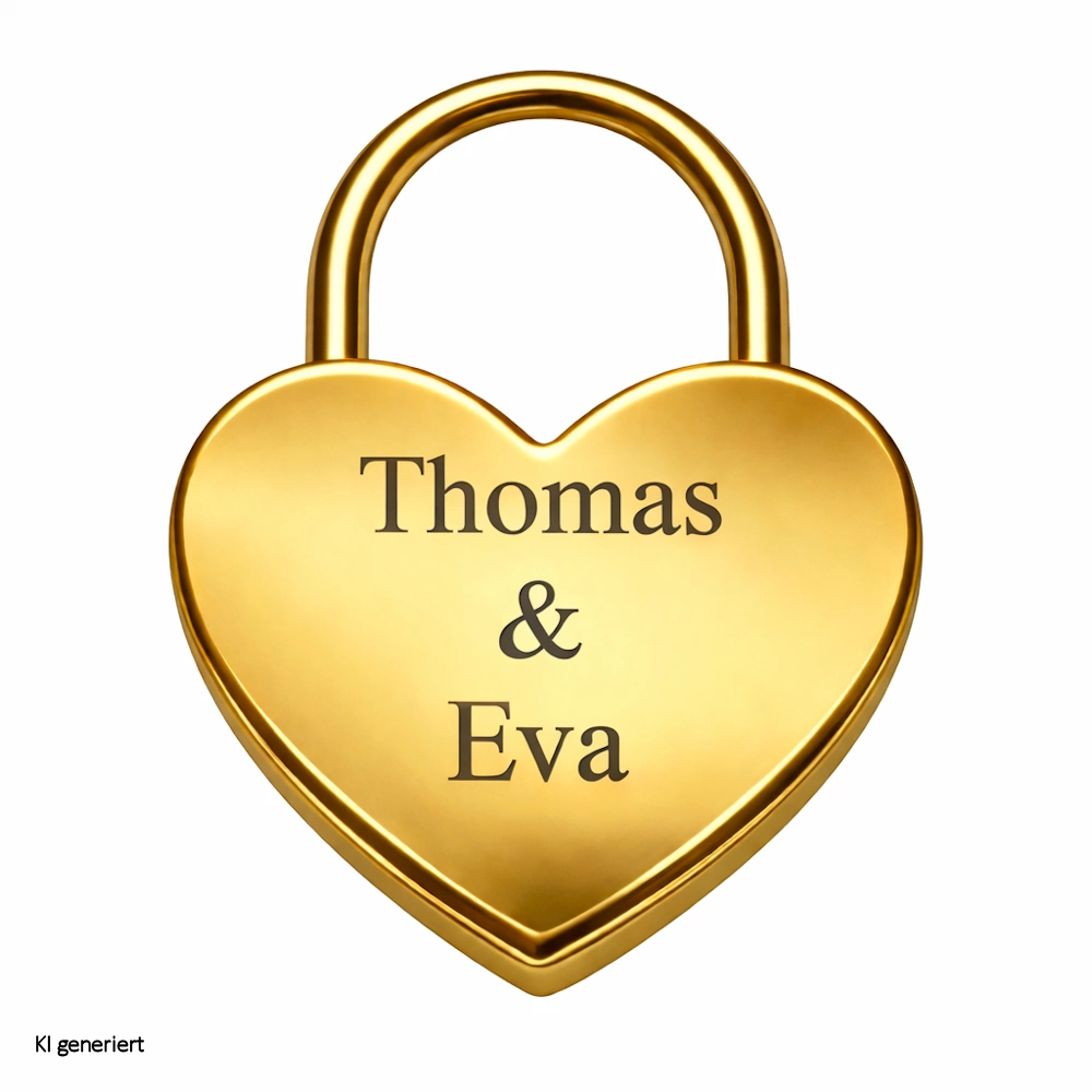Personalisiertes Schloss mit Gravur in Gold - Farben Rückseite
