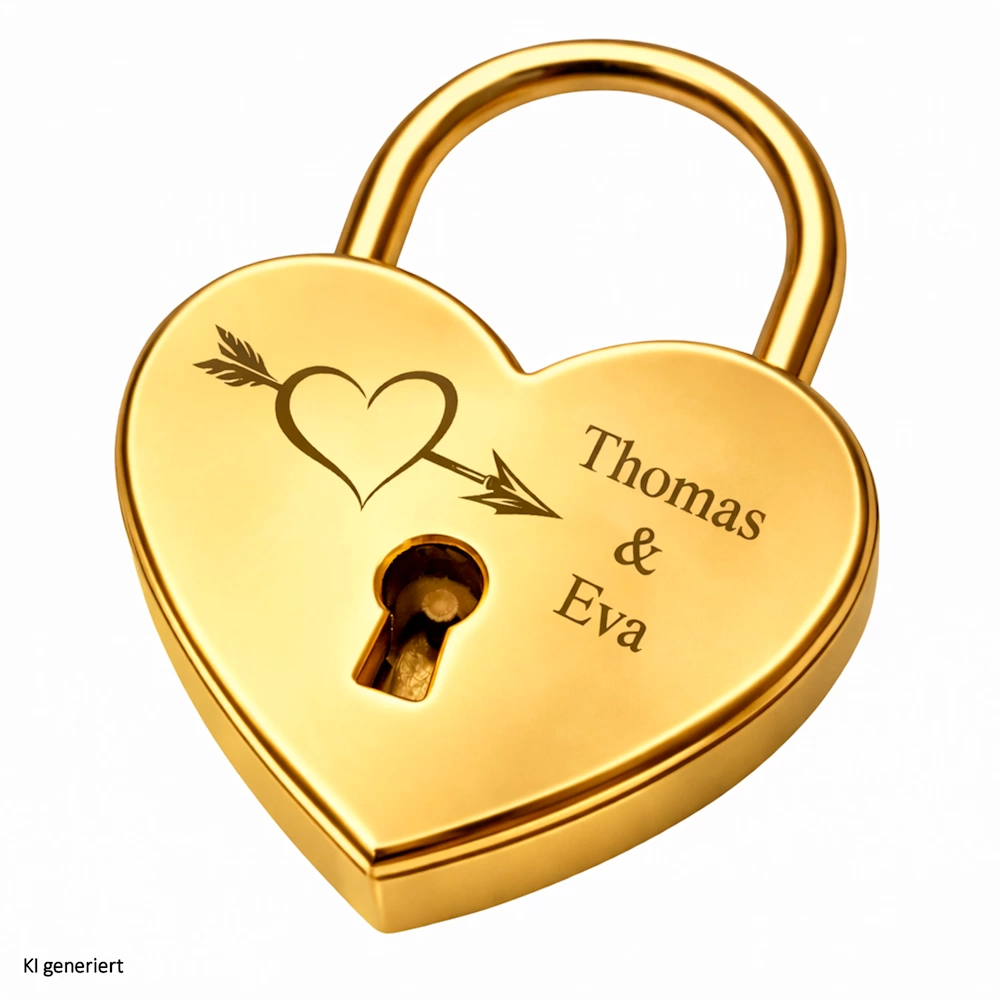 Personalisiertes Schloss mit Gravur in Gold - Farben Vorderseite