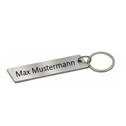 Personalisierter Edelstahl Schlüsselanhänger mit Gravur Maße: 80x20 mm