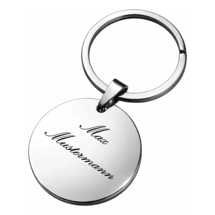 Personalisierter Schlüsselanhänger mit Namen aus Edelstahl D 30 mm