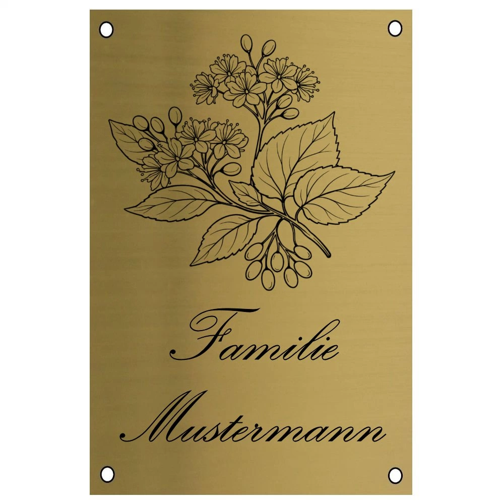 Klingelschild gravieren lassen, Messingfarben aus Edelstahl Maße: 100x150 mm