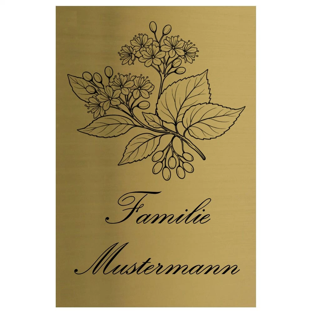 Klingelschild gravieren lassen, Messingfarben aus Edelstahl Maße: 100x150 mm