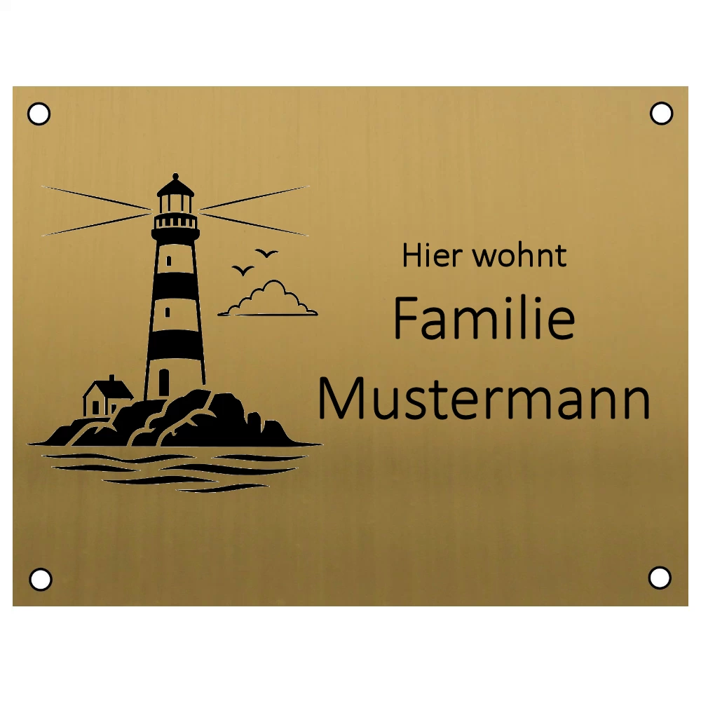 Briefkastenschild personalisiert Gold-Messingfarben Maße: 130x100 mm mit 4 Bohrungen