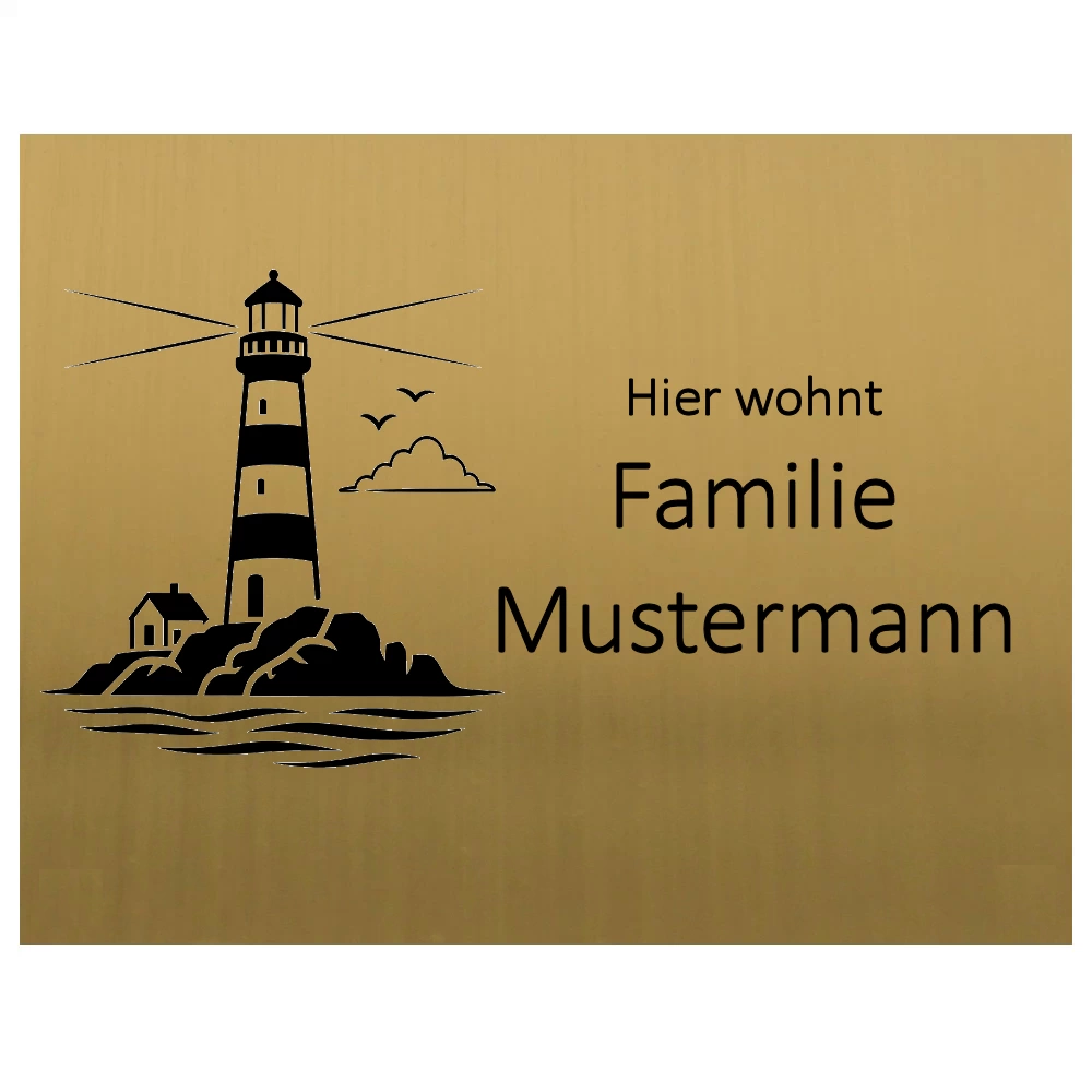 Briefkastenschild personalisiert Gold-Messingfarben Maße: 130x100 mm
