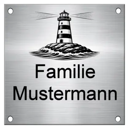 Personalisiertes Klingelschild gravieren lassen, Edelstahl Maße: 110x110 mm mit 4 Bohrungen