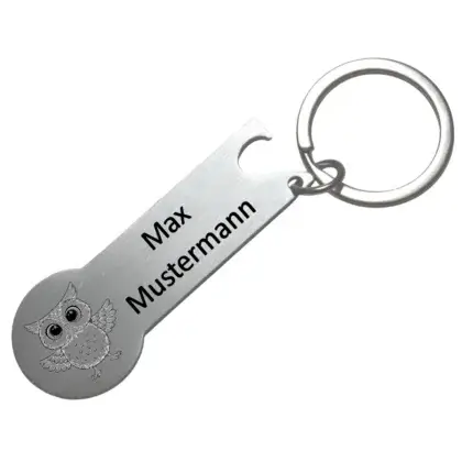 Schlüsselanhänger mit Einkaufswagenlöser und Flaschenöffner